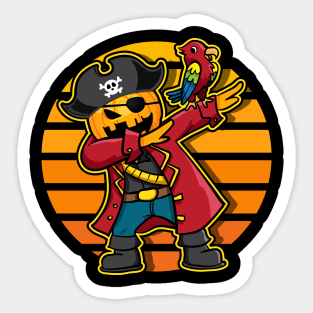 Halloween Dabbing Pumpkin Pirate and Parrot Sticker